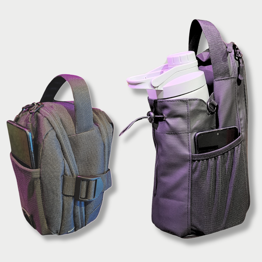 MagneticX Mini Tasche geöffnet – zeigt durchdachte Innenaufteilung mit Smartphone, Kabel und Alltagsgegenständen – kompakt und organisiert.